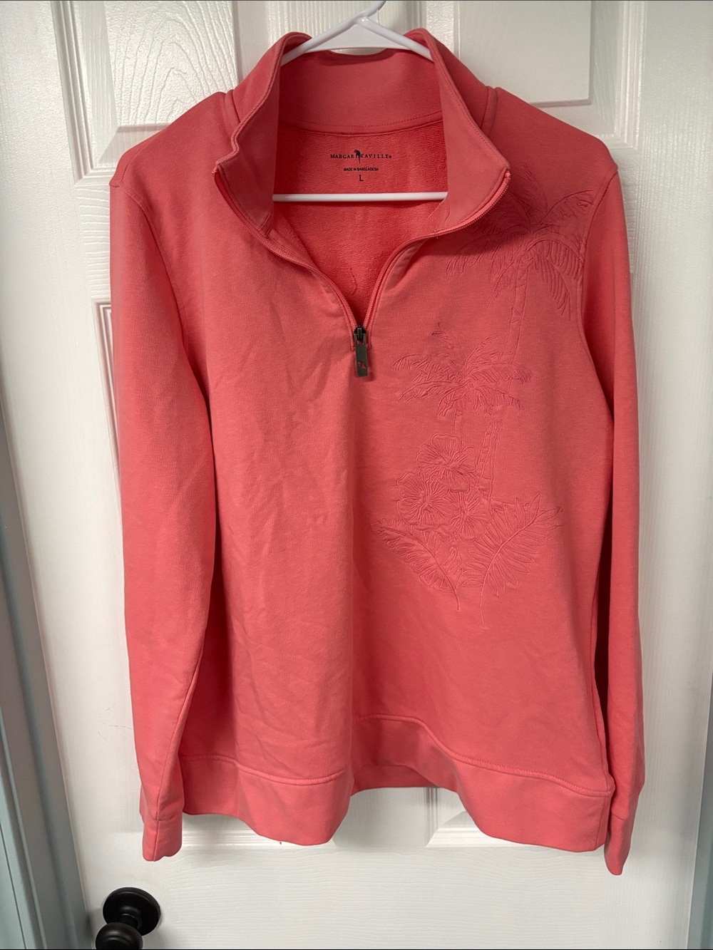 Margaritaville NWT Women’s Coral Quarter-Zip Pullover Sweatshirt size LG